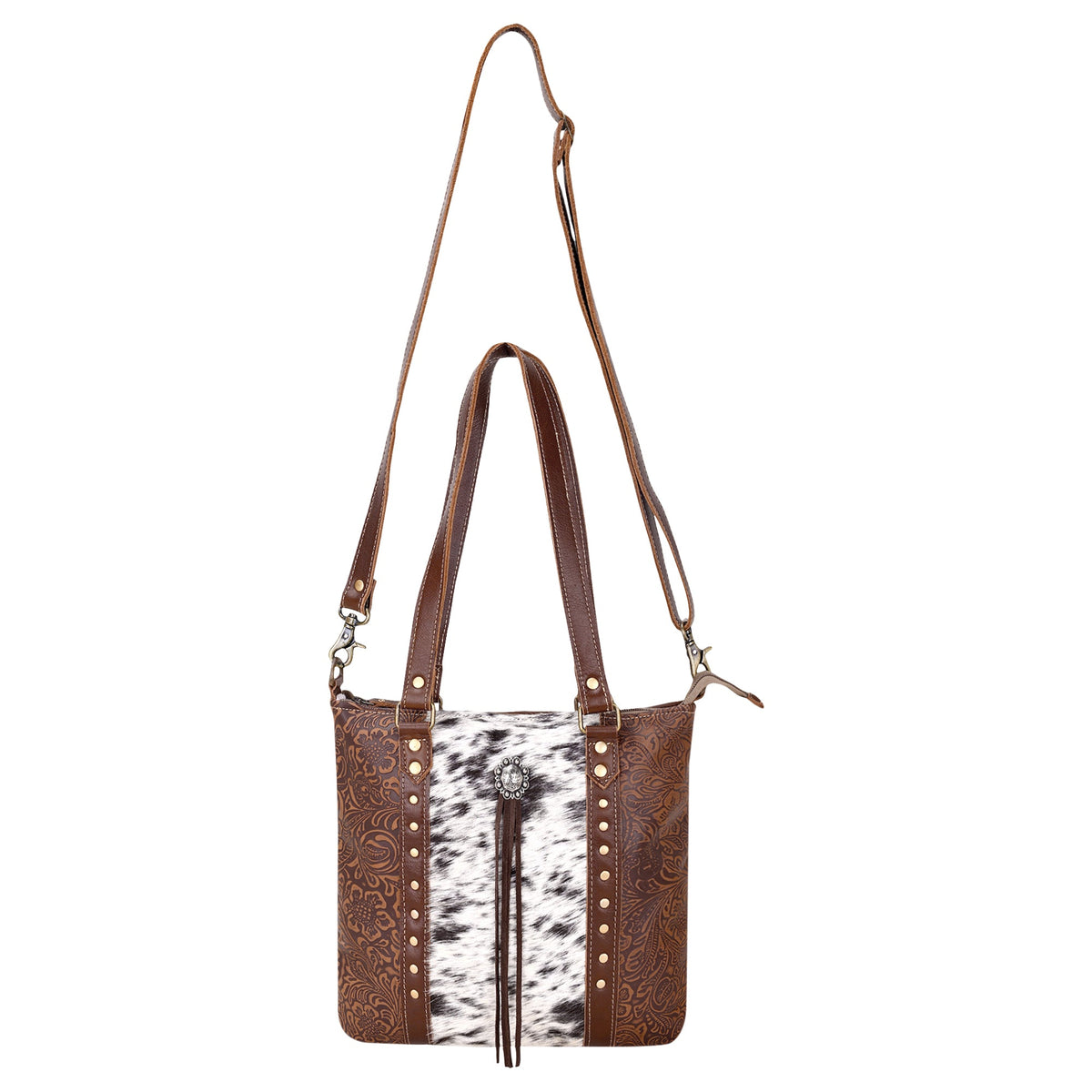 Myra Rosalinda Concealed Carry Bag for Women in brown with hair on and concho - Myra USA