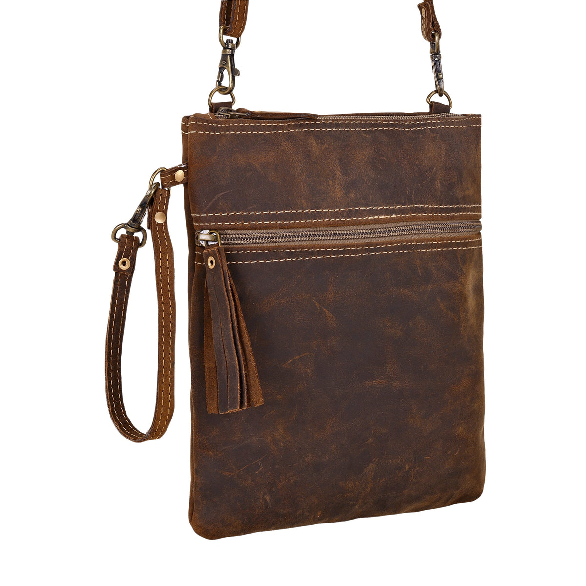 Myra Bursage Crossbody Bag for Women in brown with leather tassel - Myra USA