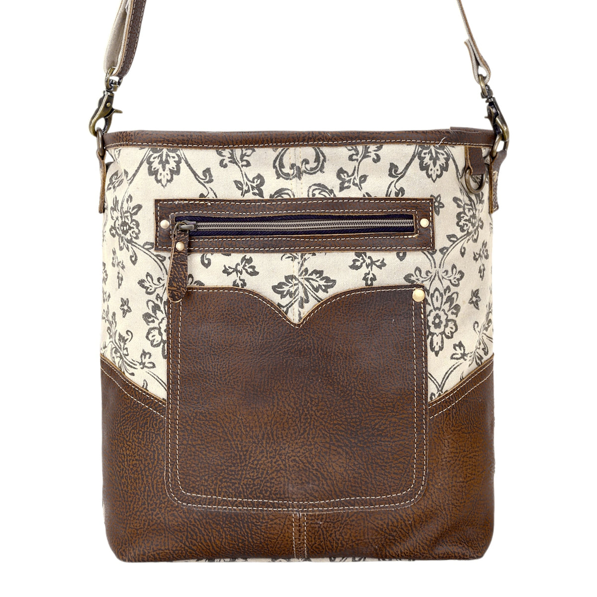 Myra Ratany Shoulder Bag for Women in olive with leather pocket - Myra USA