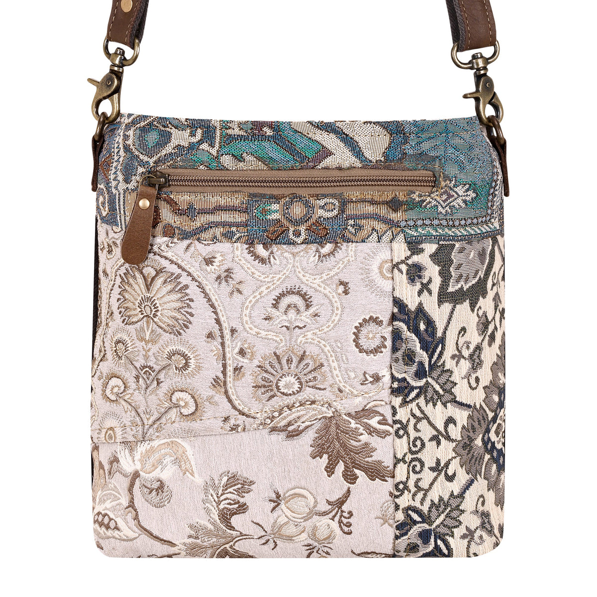 Myra Ricegrass Shoulder Bag for Women in cream with jacquard patchwork - Myra USA