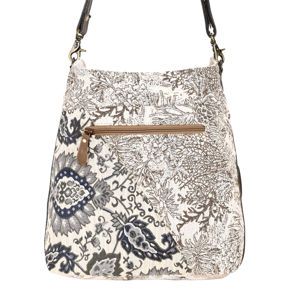 Myra Le Fleur Bel Cowgirl Shoulder Bag for Women in cream with jacquard patchwork - Myra USA