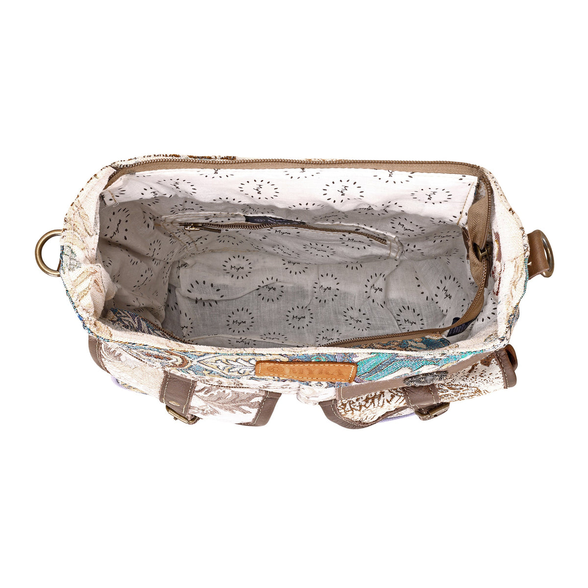 Myra Le Fleur Bel Cowgirl Shoulder Bag for Women in cream with jacquard patchwork - Myra USA