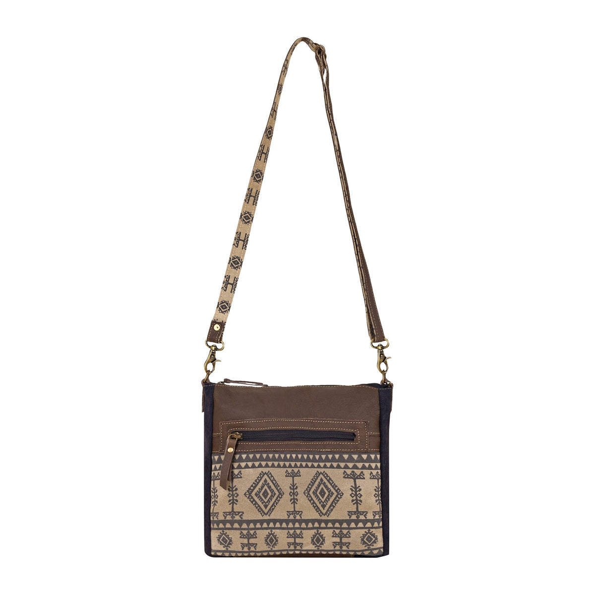 Myra Tapeo Crossbody Bag for Women in tan with Aztec print - Myra USA