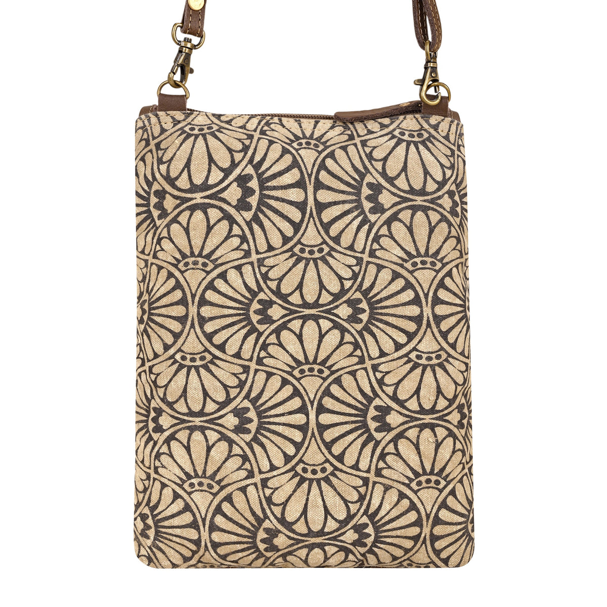 Myra Caprock Small Crossbody Bag with leather panel in cream - Myra USA