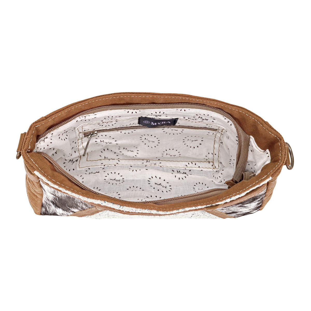 Myra Dual Strap Small Crossbody Bag in blue with hair on - Myra USA