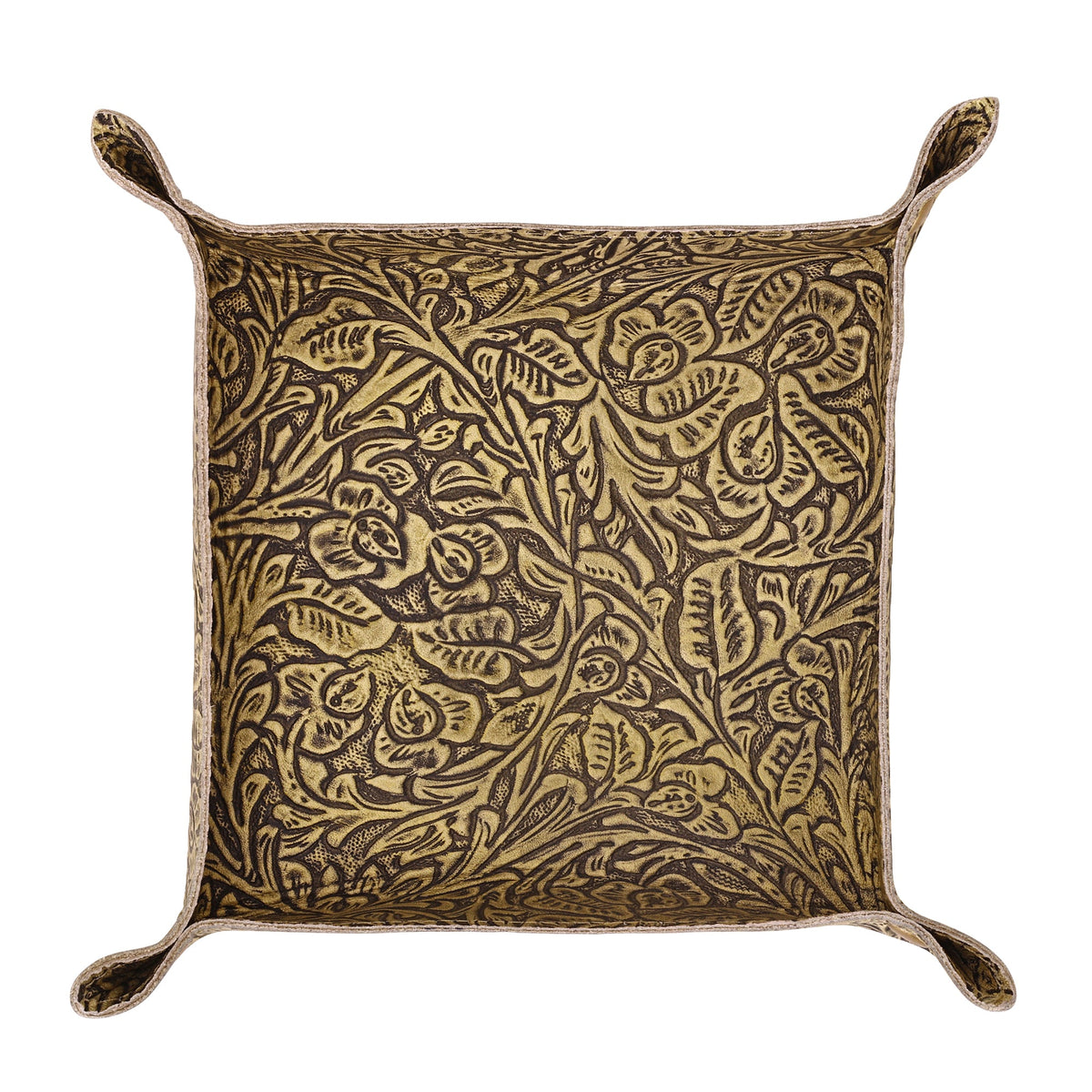 Myra Copperwind Leather Tray in Antique Olive - Myra USA