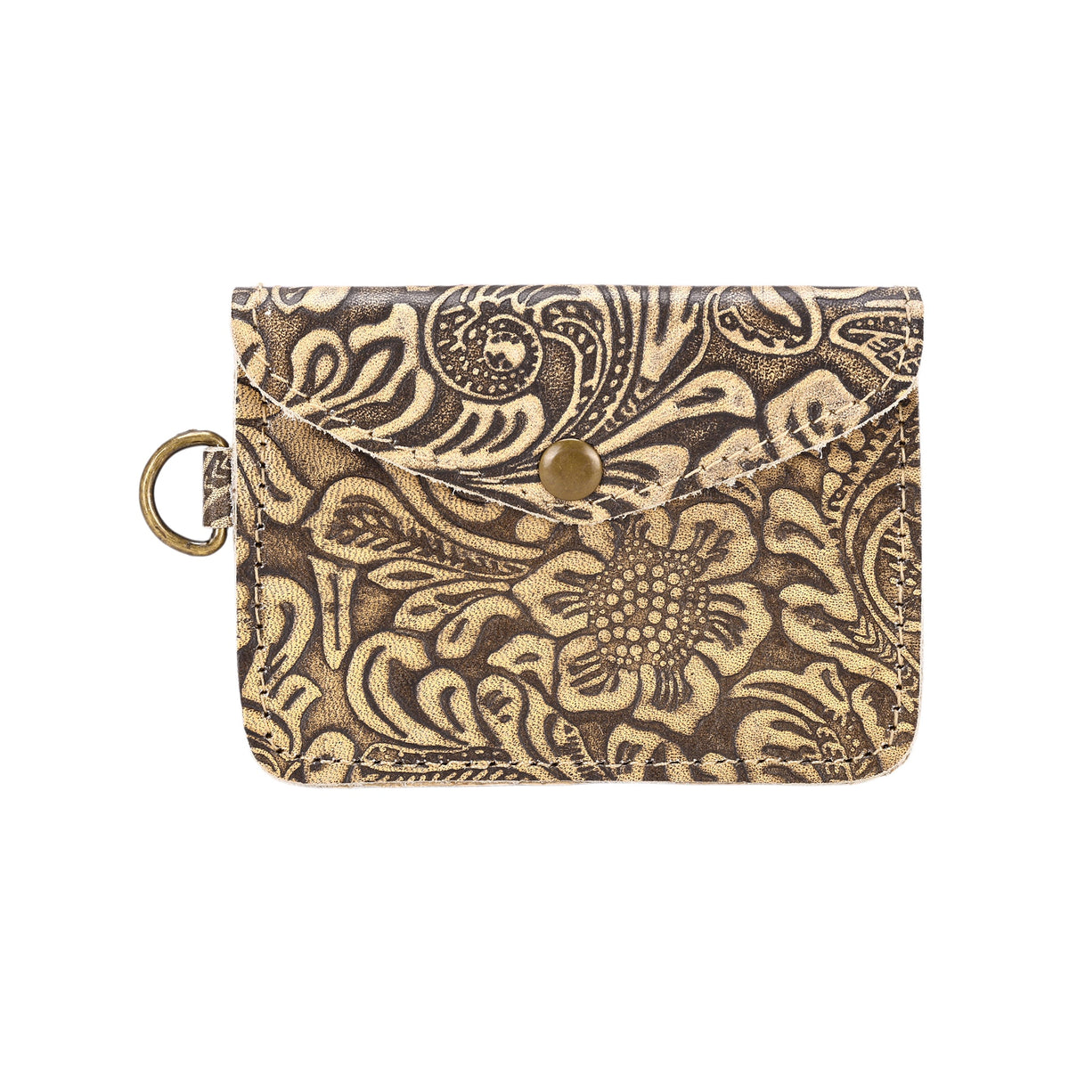 Myra Juniper Moon Embossed Leather Coin Purse in Onyx Cream - Myra USA