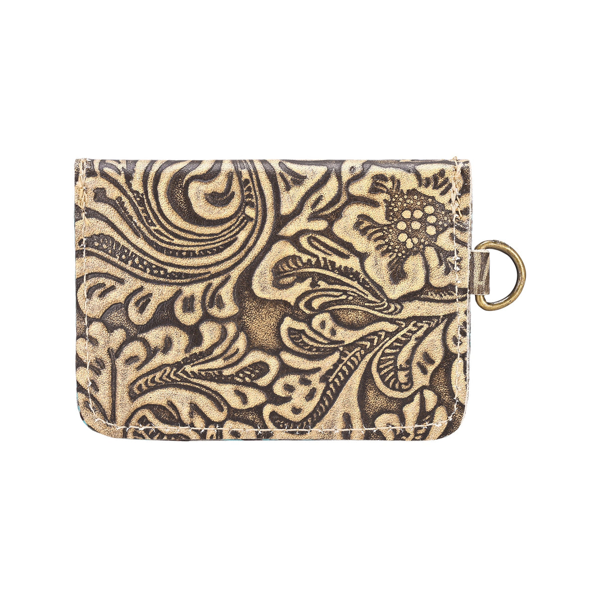 Myra Juniper Moon Embossed Leather Coin Purse in Onyx Cream - Myra USA