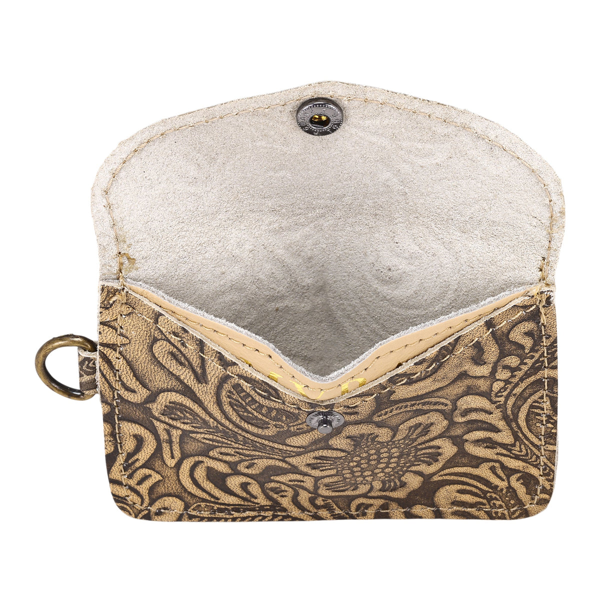 Myra Juniper Moon Embossed Leather Coin Purse in Onyx Cream - Myra USA