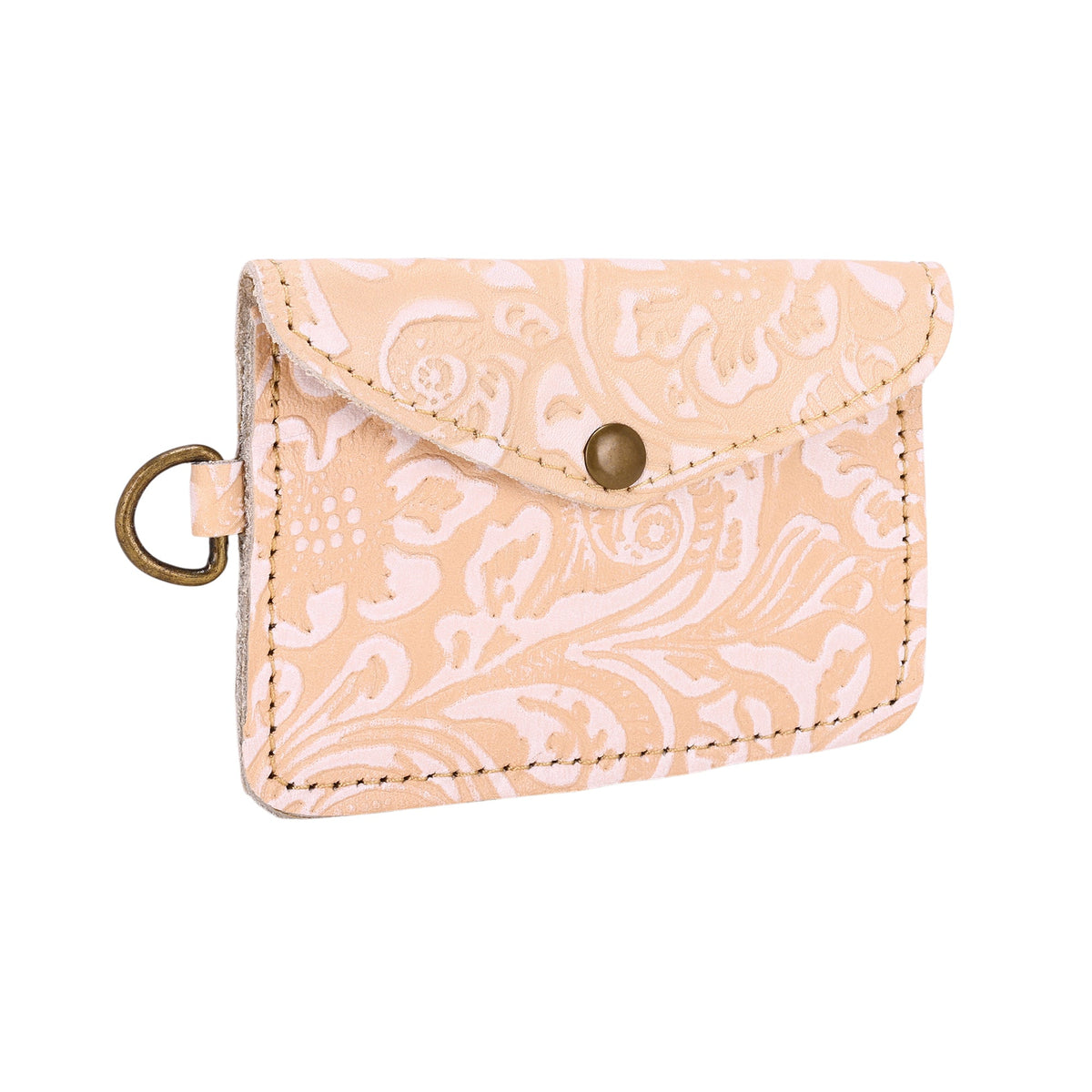 Myra Juniper Moon Embossed Leather Coin Purse in Ivory Beige - Myra USA