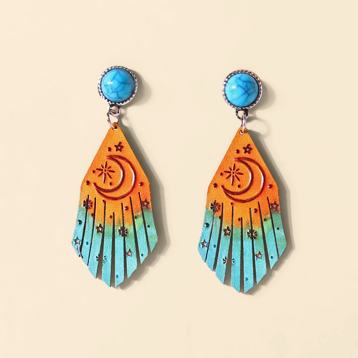 Myra Sunbaked Fringe Earrings in Turquoise Saddle - Myra USA