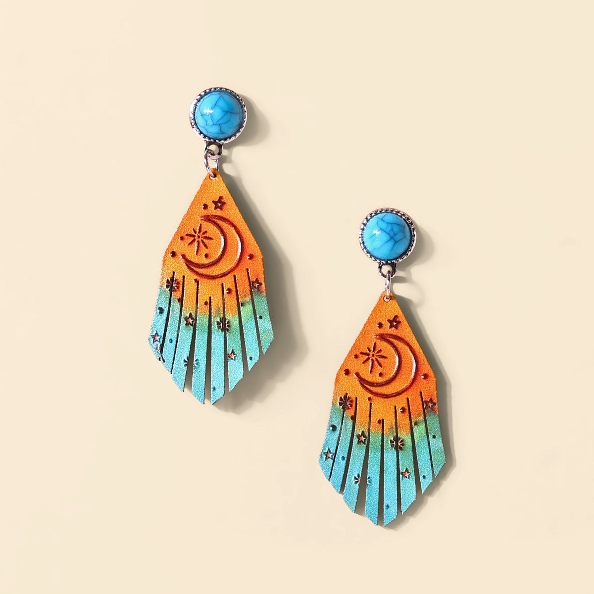 Myra Sunbaked Fringe Earrings in Turquoise Saddle - Myra USA