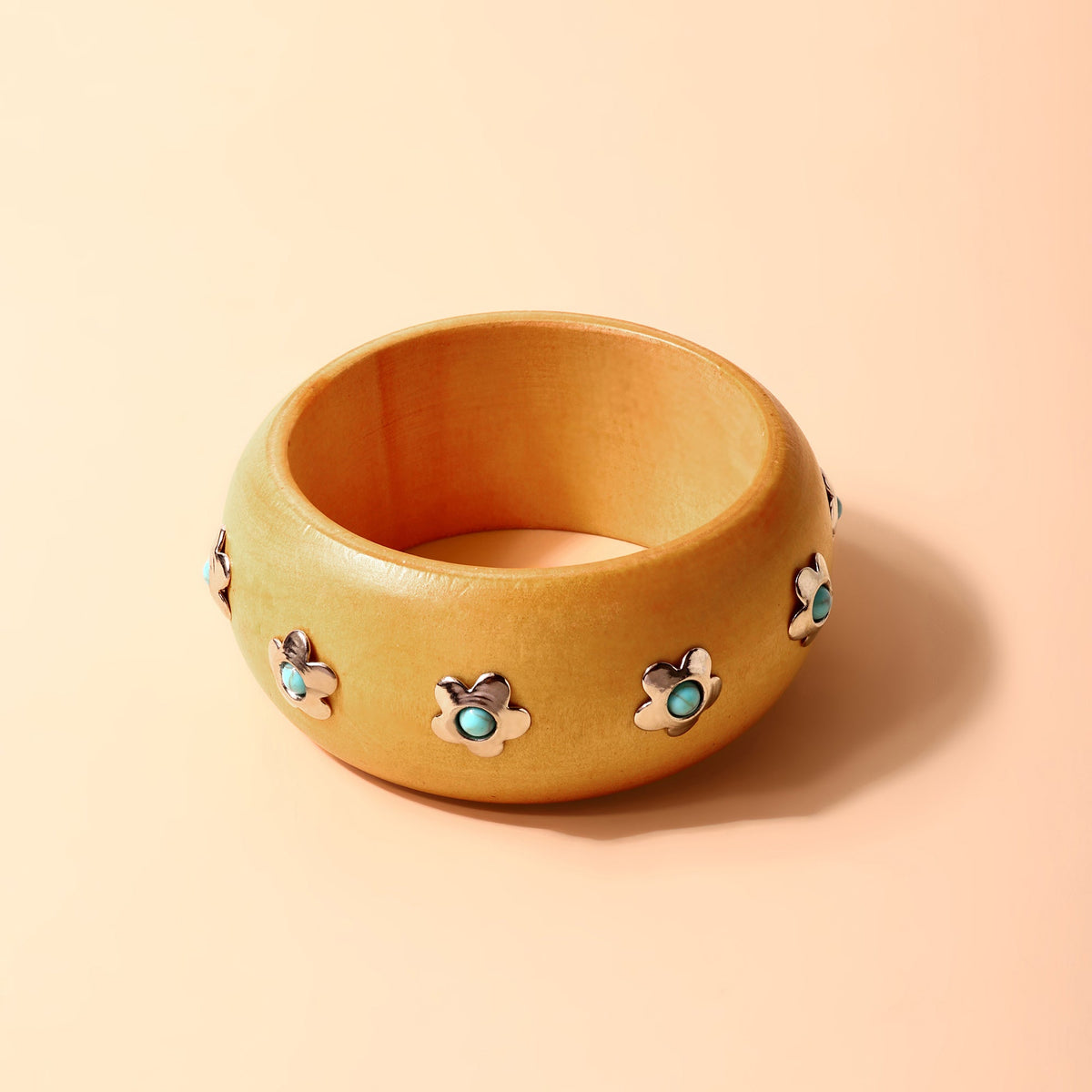 Myra Timbergrain Wooden Cuff Bracelet in Honey Cream - Myra USA