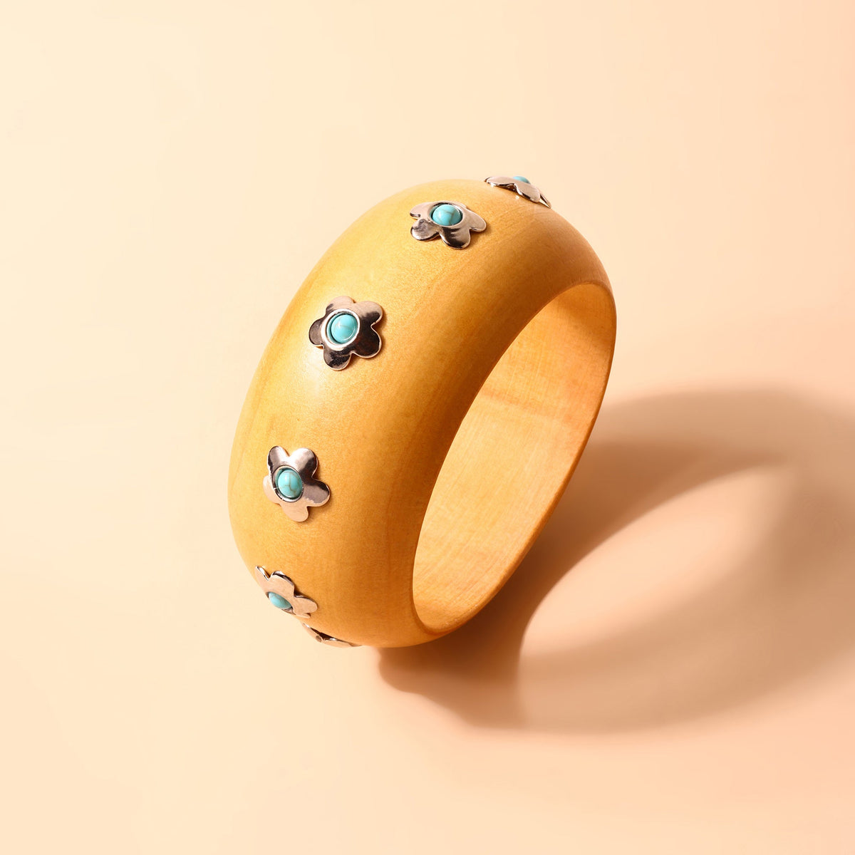 Myra Timbergrain Wooden Cuff Bracelet in Honey Cream - Myra USA