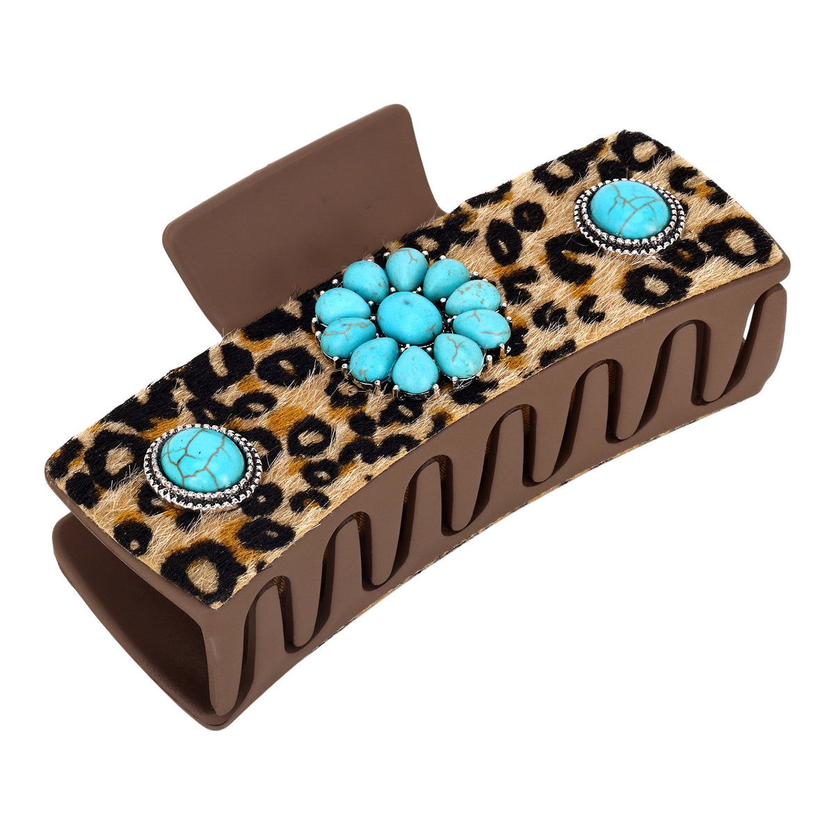Myra Concho Gem Hair Clip in Leopard Sand - Myra USA