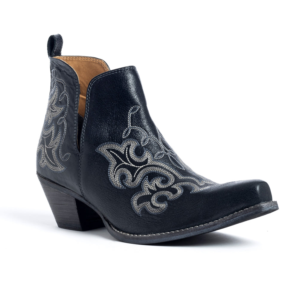 Myra Sunset Trail Genuine Leather Booties in Cinder Black - Myra USA