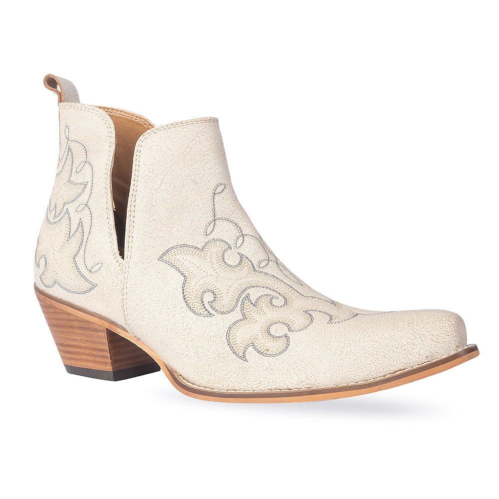 Myra Sunset Trail Genuine Leather Booties in Ivory Sand - Myra USA