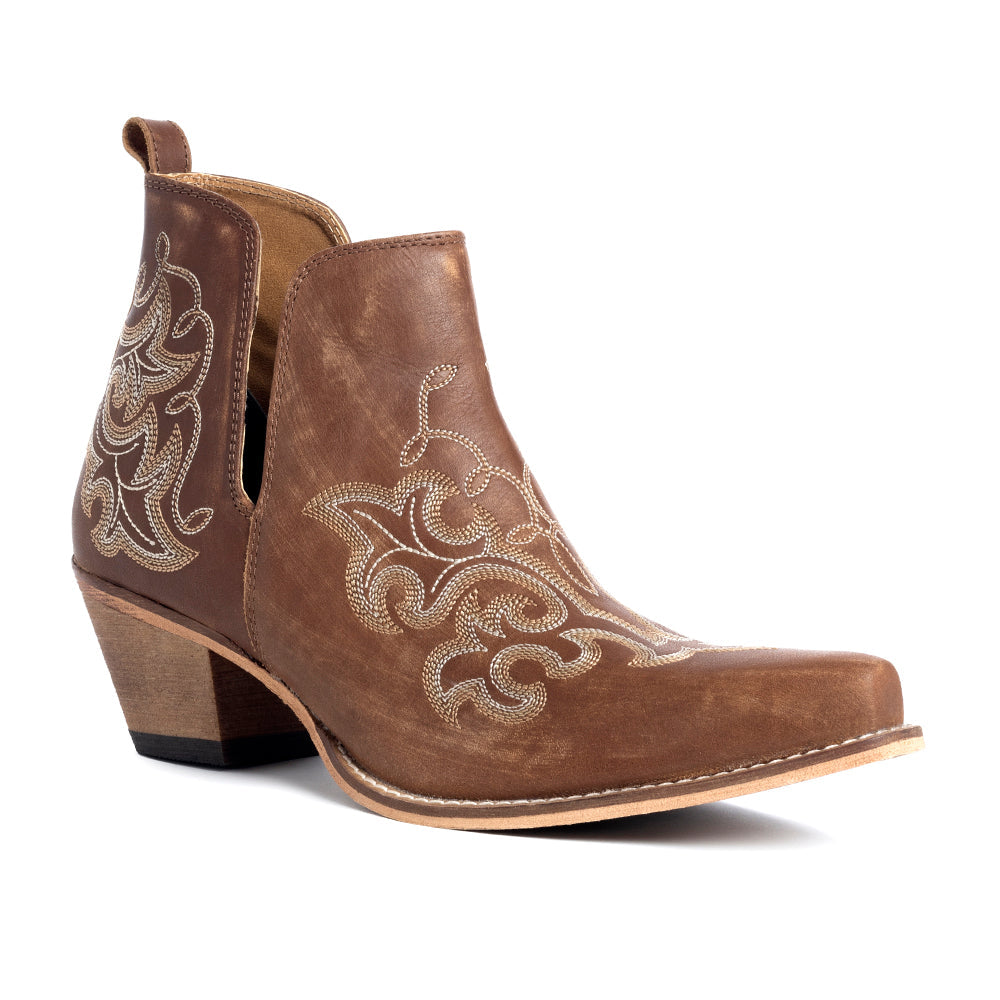 Myra Sunset Trail Genuine Leather Booties in Sienna Brown - Myra USA