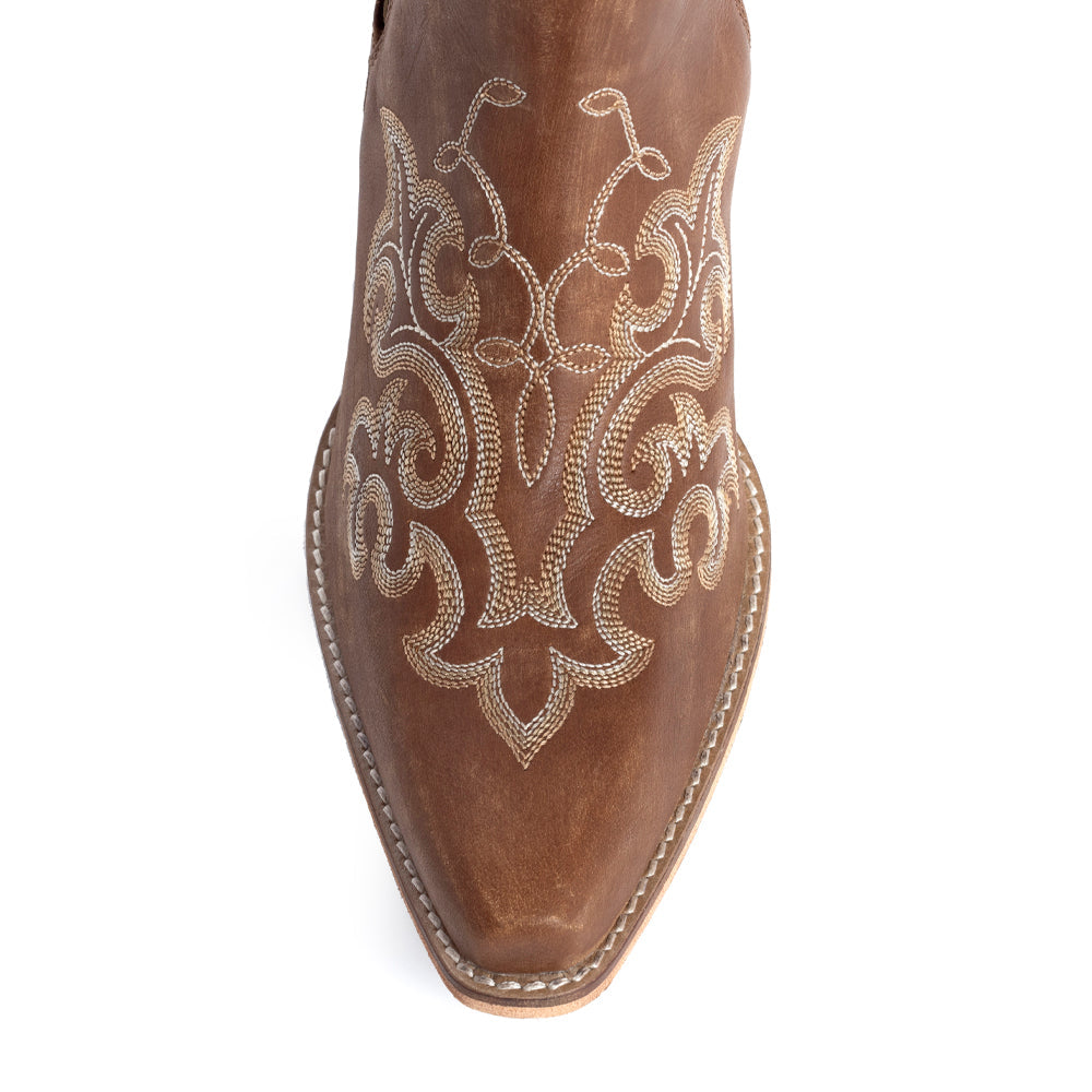 Myra Sunset Trail Genuine Leather Booties in Sienna Brown - Myra USA