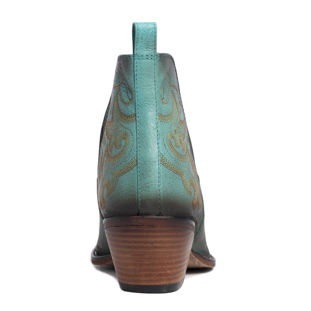 Myra Sunset Trail Genuine Leather Booties in Sage Turquoise - Myra USA