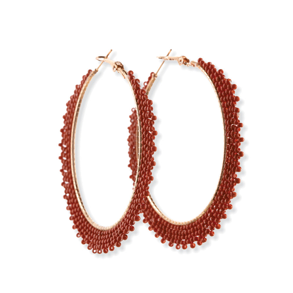 Maroon Gala Hoop Earrings - MyraUSA