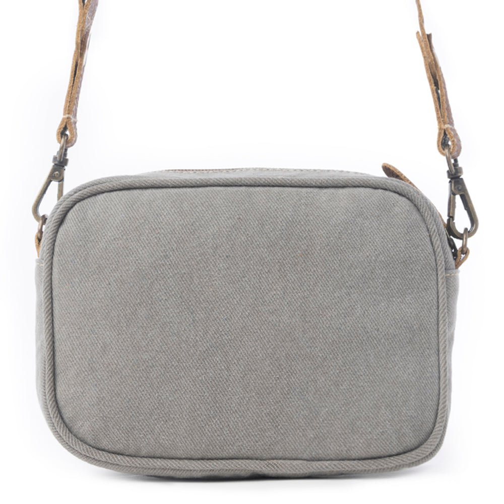 Myra Temptation Tribal Pattern Small Crossbody Bag for Women – Geometric Canvas Front, Adjustable Leather Strap for Everyday Western Style - Myra USA