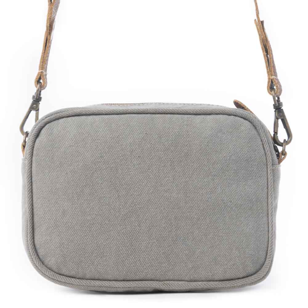Myra Temptation Tribal Pattern Small Crossbody Bag for Women – Geometric Canvas Front, Adjustable Leather Strap for Everyday Western Style