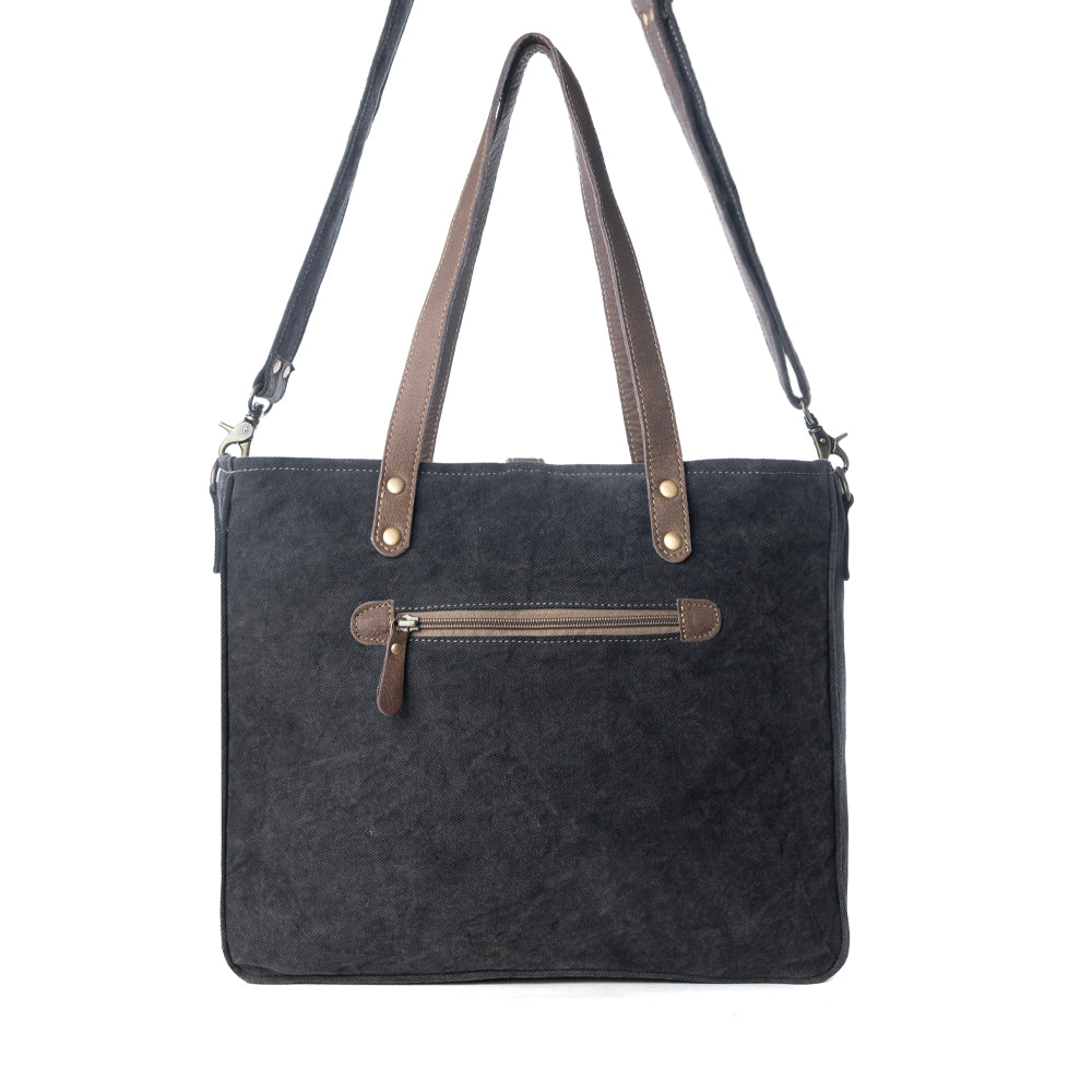 Myra Mystique Canvas Leather Messenger Bag - Dual Strap Floral Satchel with Vintage Print and Adjustable Crossbody Design - Myra USA