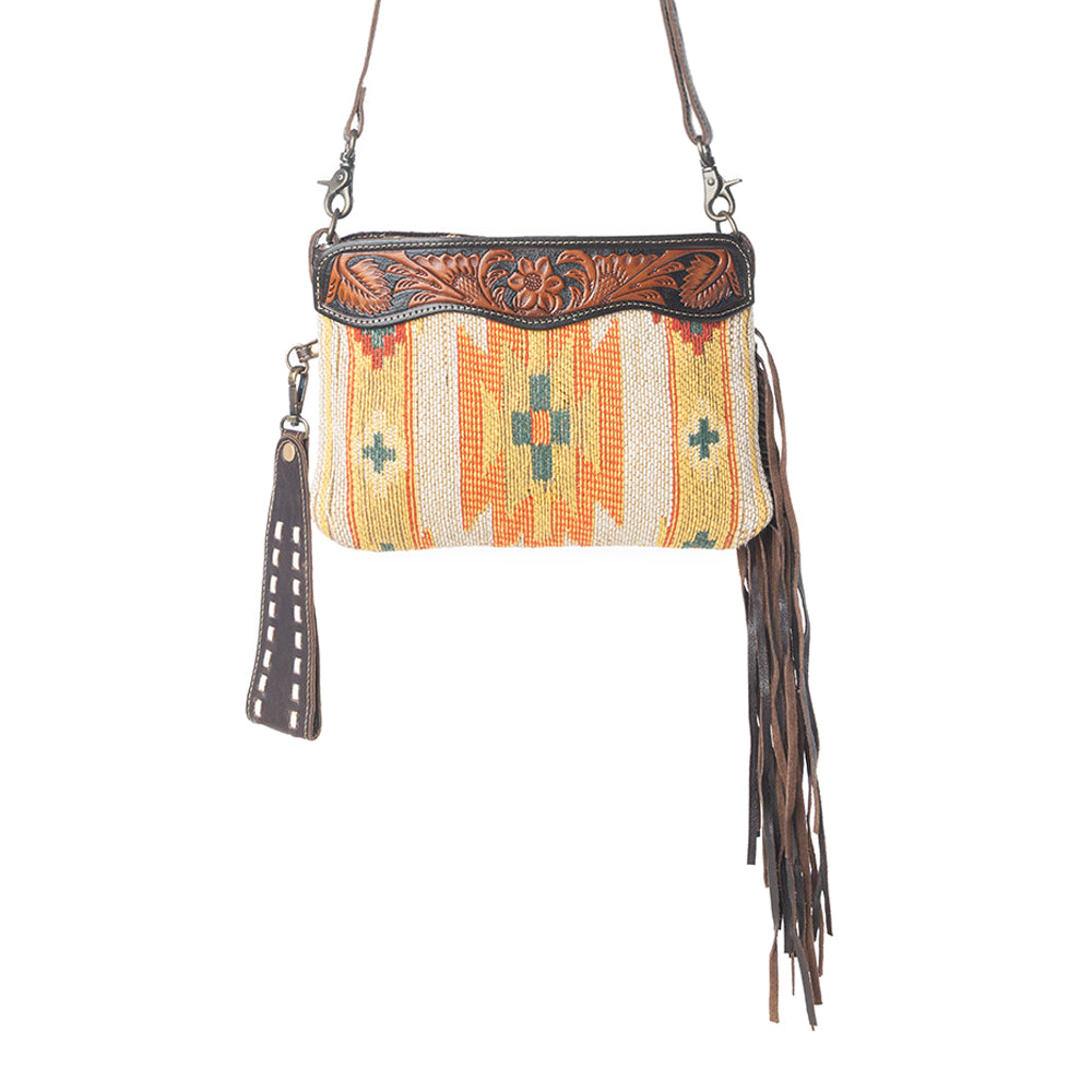 Dazzling Yellow Hand-Tooled Bag - Myra USA
