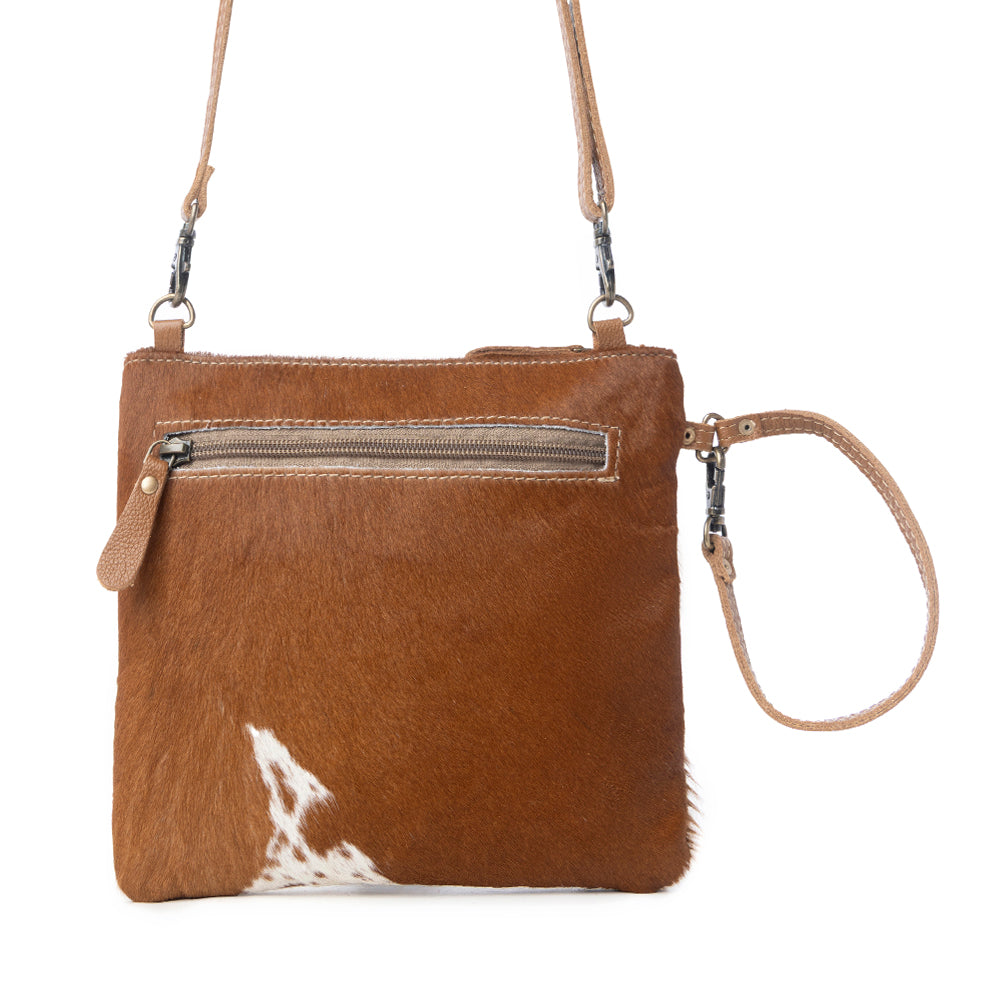 Ornate Brown Leather & Hairon Bag - Myra USA