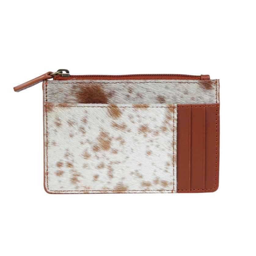 Myra Panel Style Card Holder for Women with genuine leather in white and brown with RFID protection