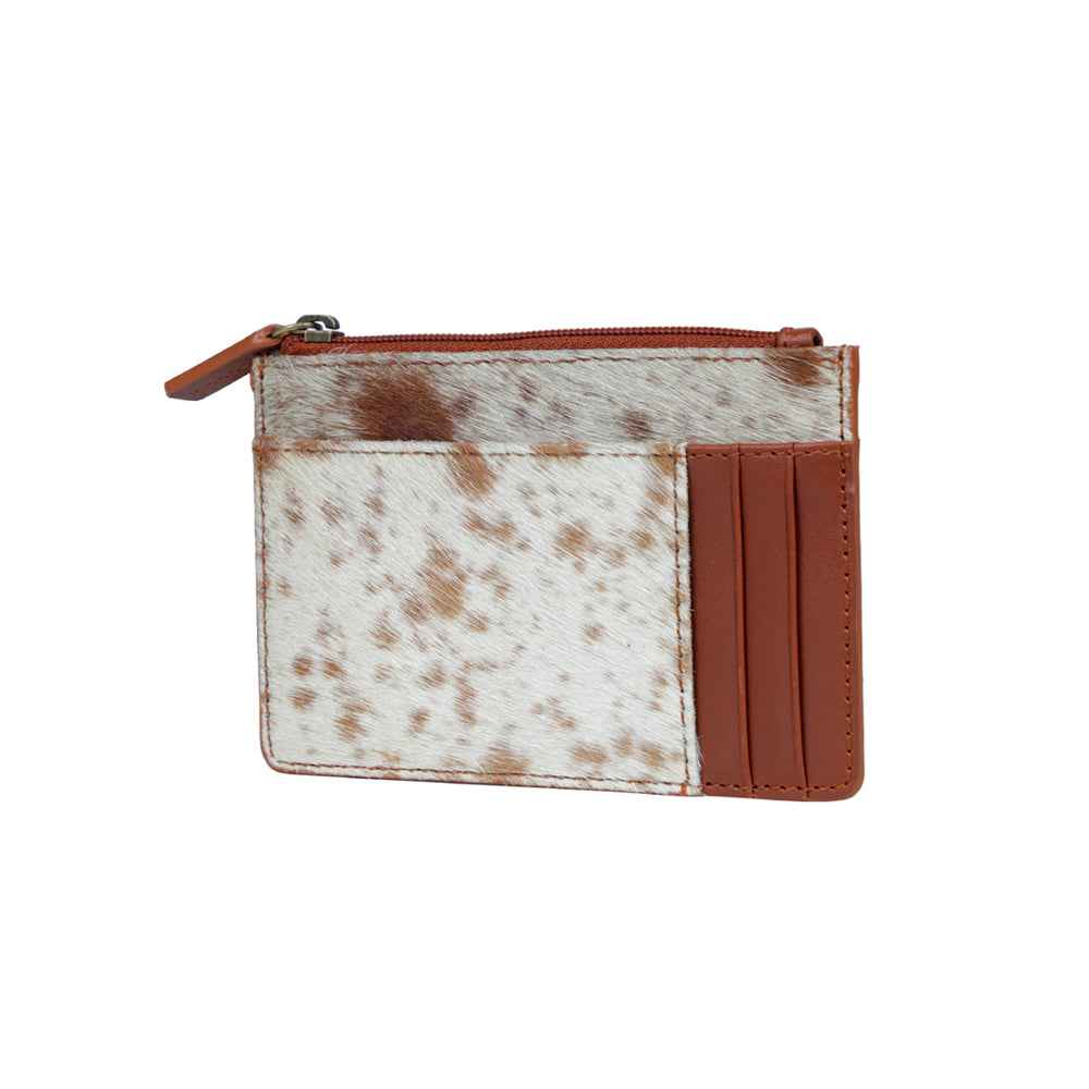 Myra Panel Style Card Holder for Women with genuine leather in white and brown with RFID protection