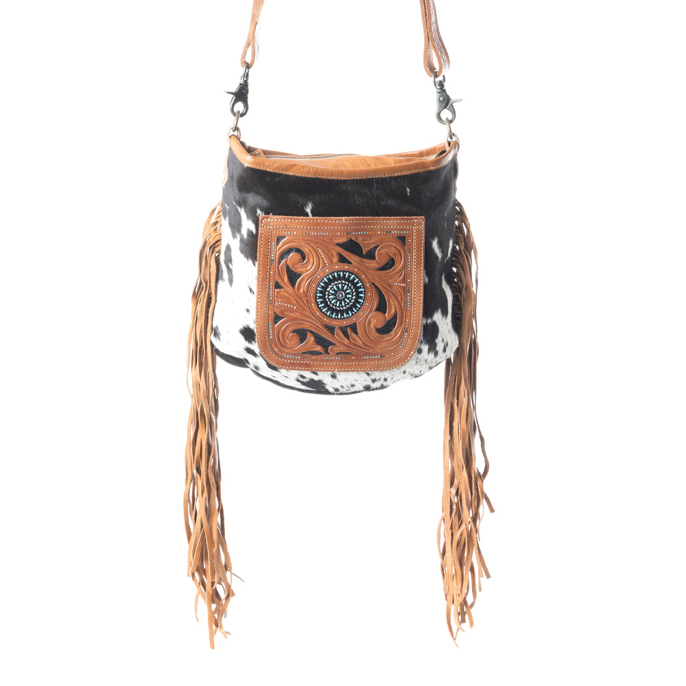 Brown Quilt   Hand-Tooled Bag - MyraUSA