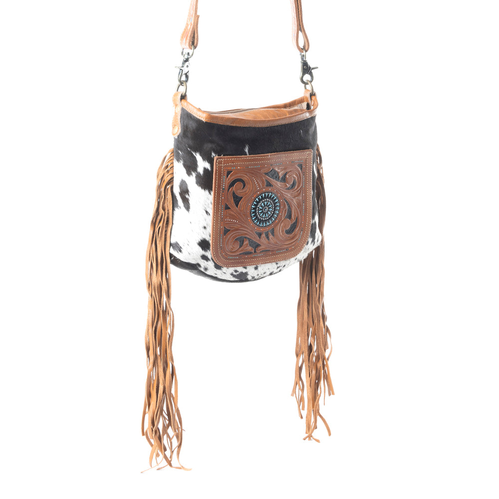 Brown Quilt Hand-Tooled Bag - MyraUSA
