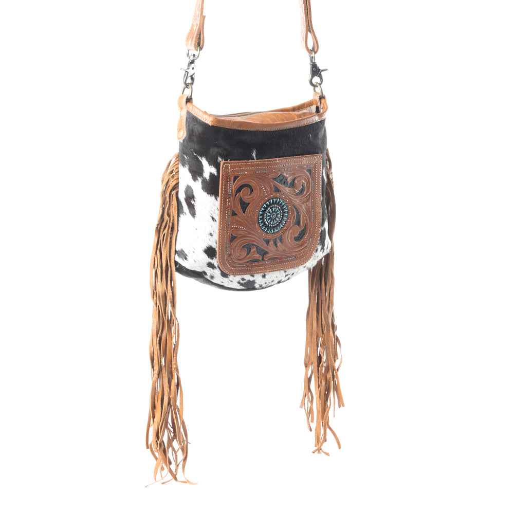 Brown Quilt Hand-Tooled Bag