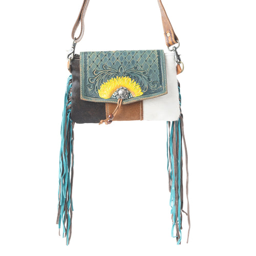 Peacock's Feather Hand-Tooled Bag - MyraUSA