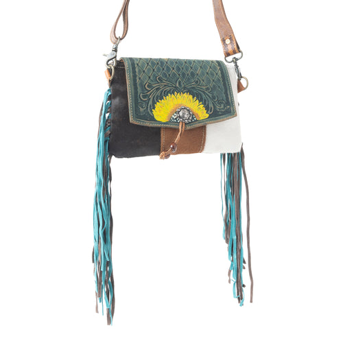 Peacock's Feather Hand-Tooled Bag - MyraUSA