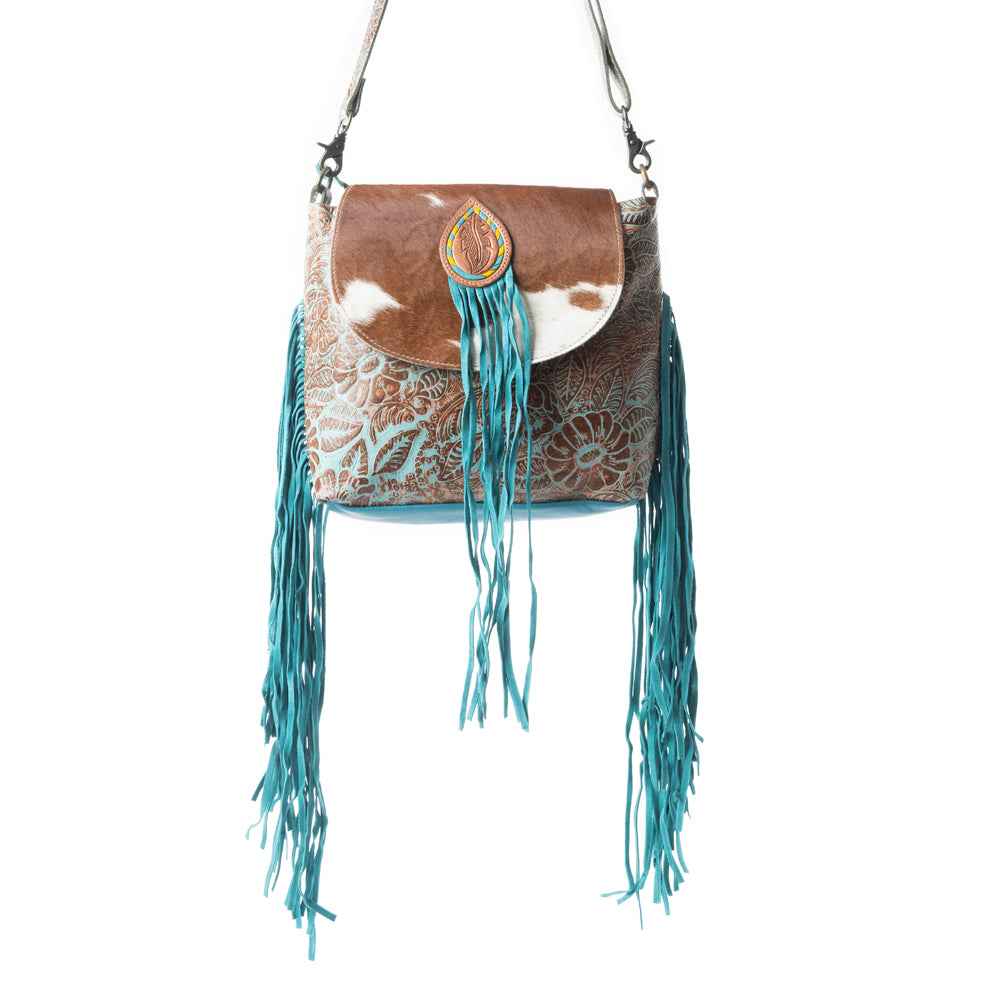 Myra Bag Brown Tooled Leather Hair Clip and Brush with Turquoise Accents Myra Bag | Bags | Nwt Myra Beamy Rays Bag Tooled Brown  main image 4