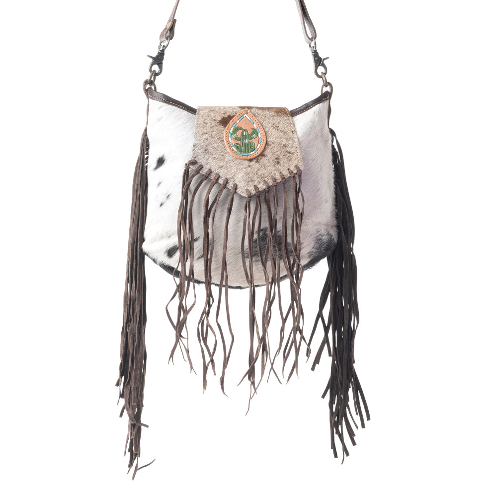 Russet Fringe Leather & Hairon Bag - MyraUSA