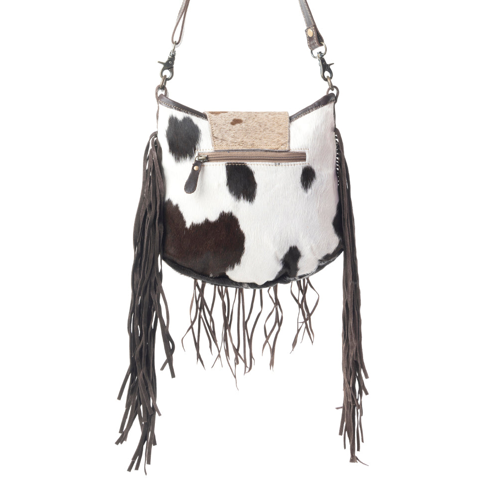 Russet Fringe Leather & Hairon Bag - MyraUSA