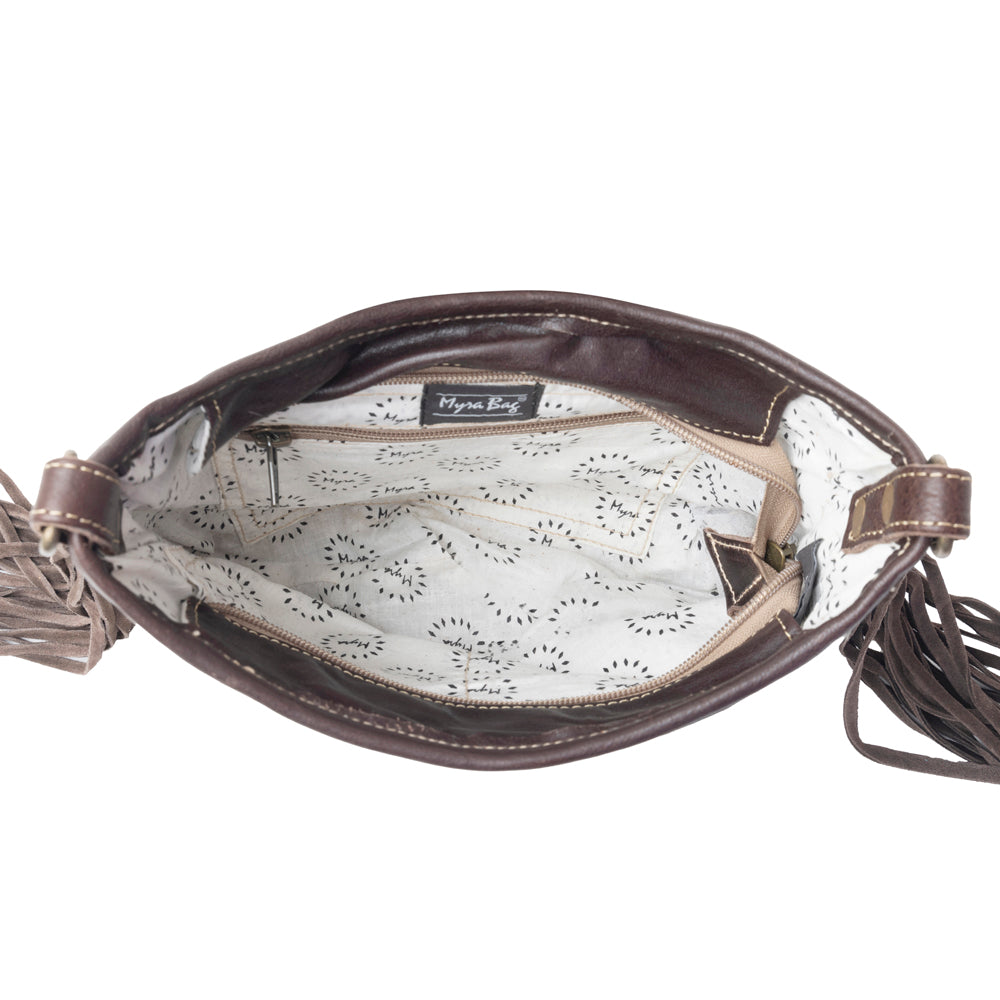 Russet Fringe Leather & Hairon Bag - MyraUSA