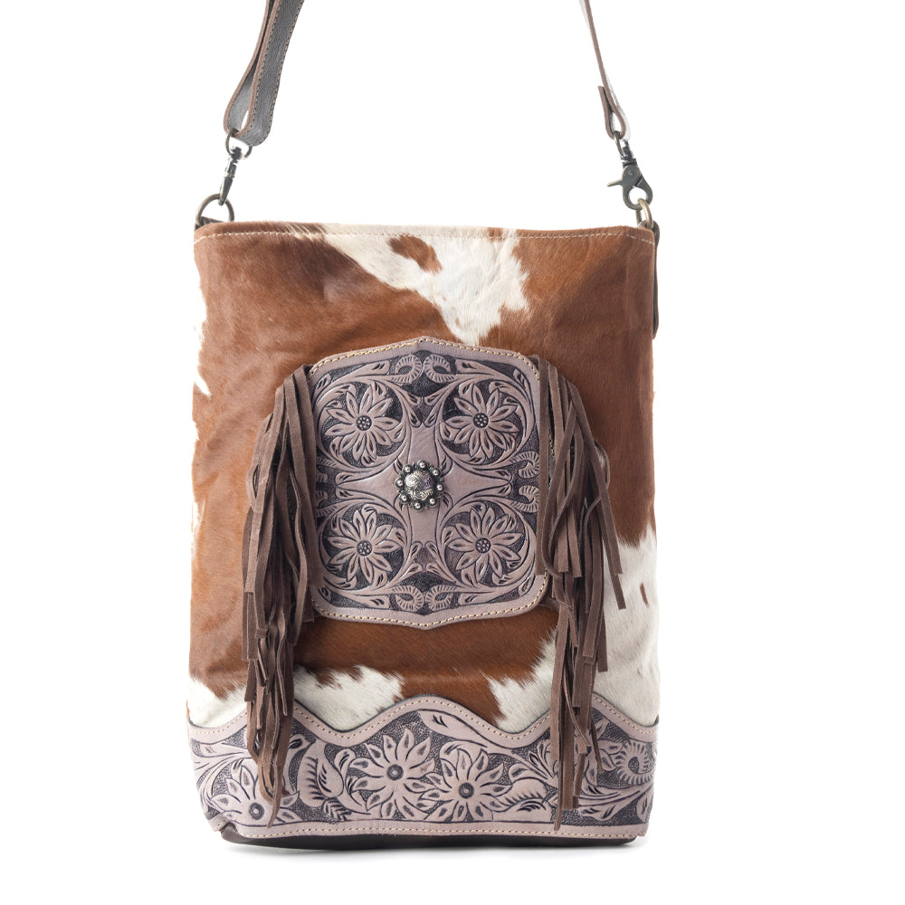 Earthen splashes Hand-Tooled Bag - MyraUSA