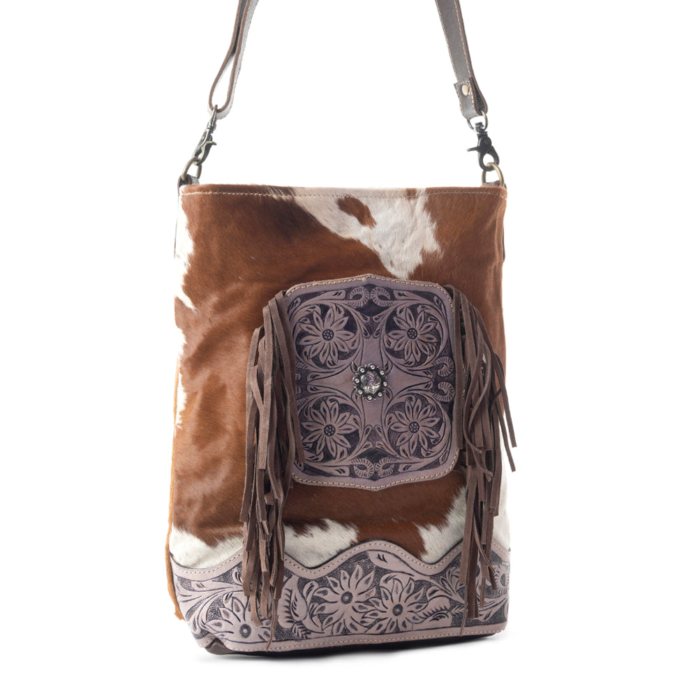 Earthen splashes Hand-Tooled Bag - MyraUSA