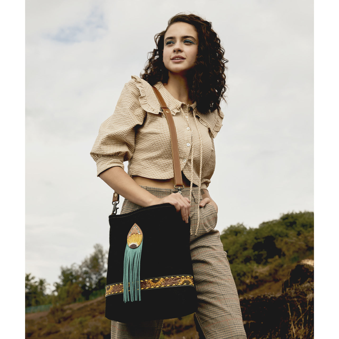 Blue candle Hand-Tooled Bag - MyraUSA