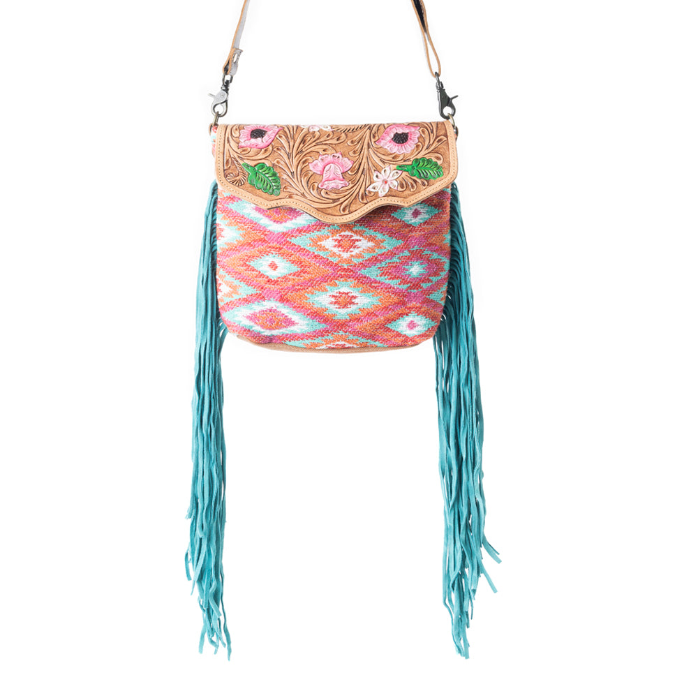 Floral Pink Hand-Tooled Bag - MyraUSA