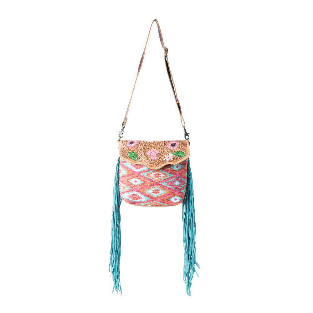 Floral Pink Hand-Tooled Bag - MyraUSA