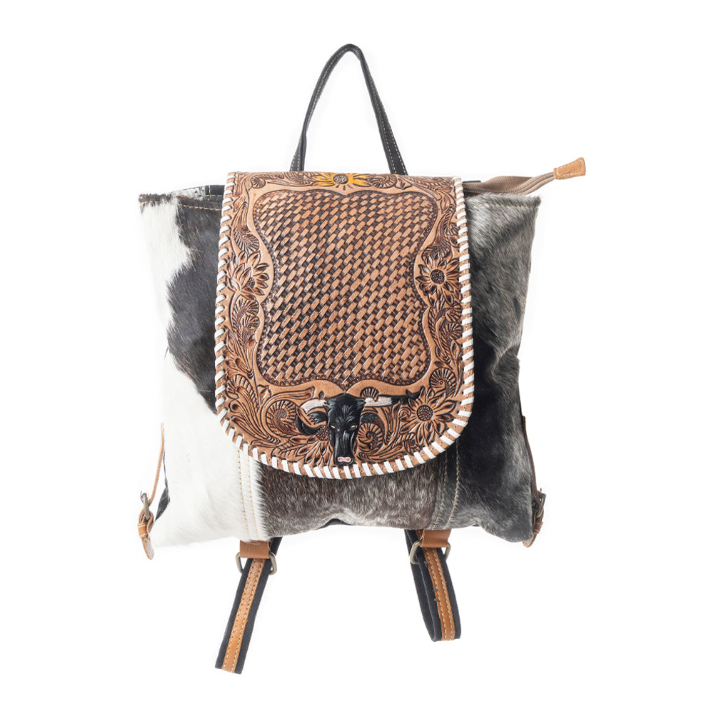 MYRA PADAUK COVERS HAND-TOOLED BACKPACK BAG NWT Myra Bag Floral Pink Hand Tooled Western Bag – Southern  main image 3