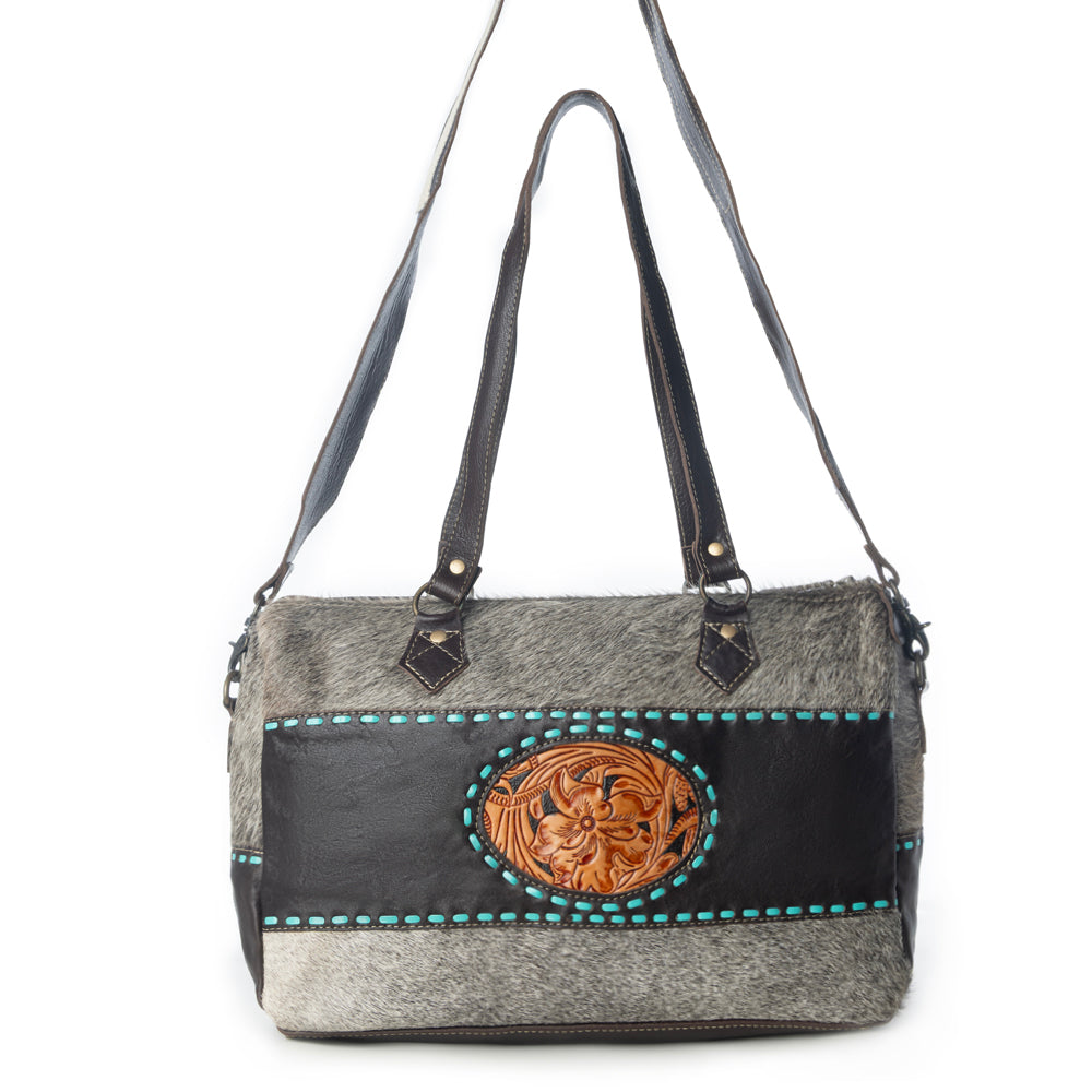 Turquoise edges Hand-Tooled Bag - Myra USA