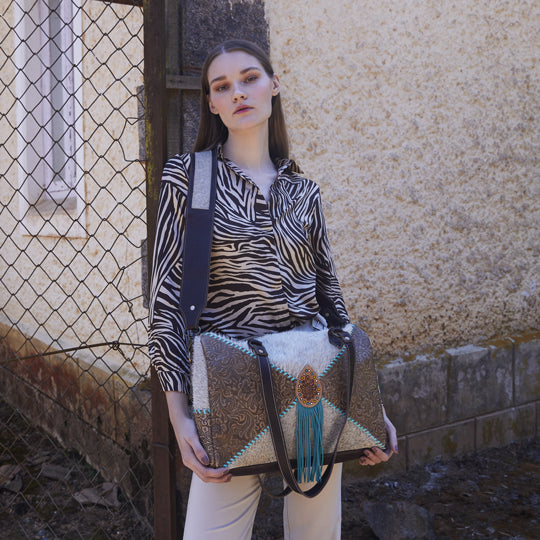 Azure waterfall Hand-Tooled Bag - MyraUSA
