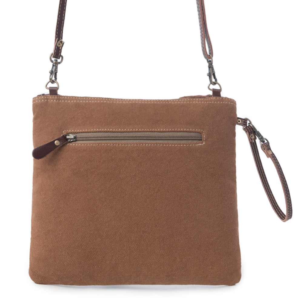 Myra Blue Isle Embossed Leather Crossbody Bag for Women Small Size Western Sling with Hairon Accents - Myra USA